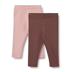 Wheat Rib leggings Maddy 2-pak - Rose frost/eggplant